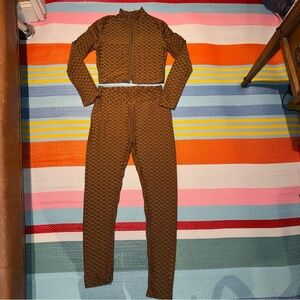 Love J Brown Angelina Honeycomb Textured 2 piece set suit Women’s Size Large